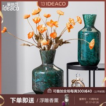 New Chinese style light luxury green watercolor glass vase Home decoration creative living room designer flower vase ornaments