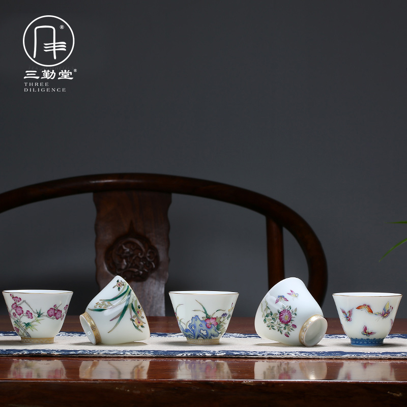 The three regular pastel master cup single CPU jingdezhen ceramic cups sample tea cup cup TZS288 fuels The kung fu by hand