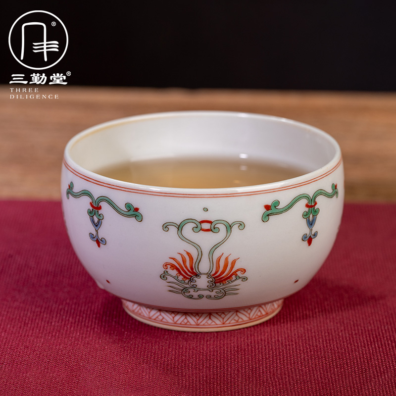 Three regular money hall jingdezhen archaize ceramic colors cup fashion retro master cup single CPU kung fu tea cups