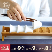 Sanqintang folding bamboo cup holder Tea cup holder Bamboo tea ceremony ornaments Handmade teacup master cup Single cup holder