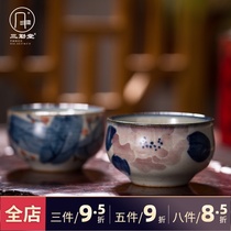 Sanqintang ceramic clay glaze Teacup Chinese blue and white master cup Tea cup Jingdezhen Kung Fu tea set S42163