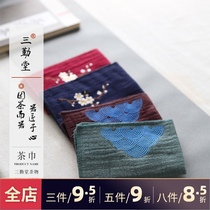 Sanqintang tea towel Absorbent thickened cotton linen Chinese style Zen retro Japanese tea set special towel rag