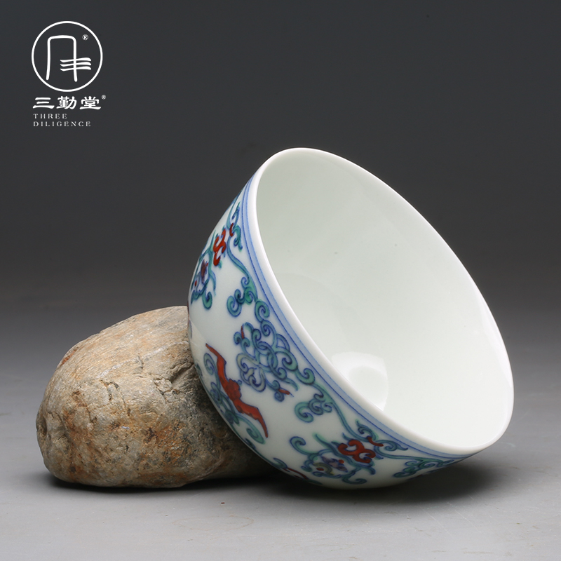 The three regular blue and white porcelain tea five blessings masters cup S43019 jingdezhen ceramic sample tea cup, small cup