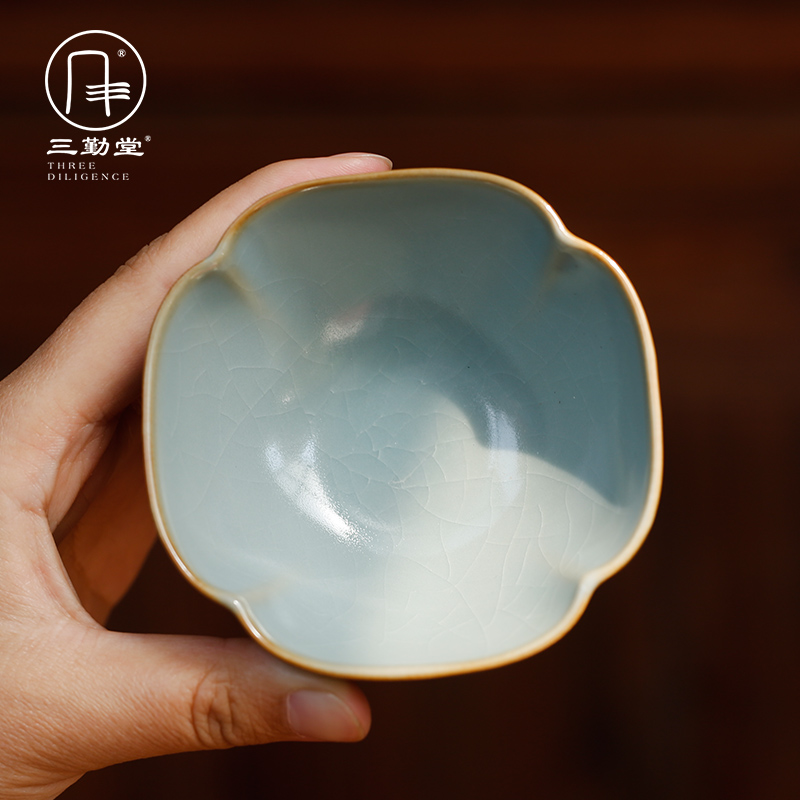 Three ru up market metrix who frequently hall cups sliced open may raise S44046 pu - erh tea cups of jingdezhen ceramic kung fu tea set single CPU