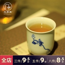 Sanqintang tea cup Blue and white porcelain master cup Ceramics Jingdezhen Gongfu Tea set Puer Tea cup SQT001086
