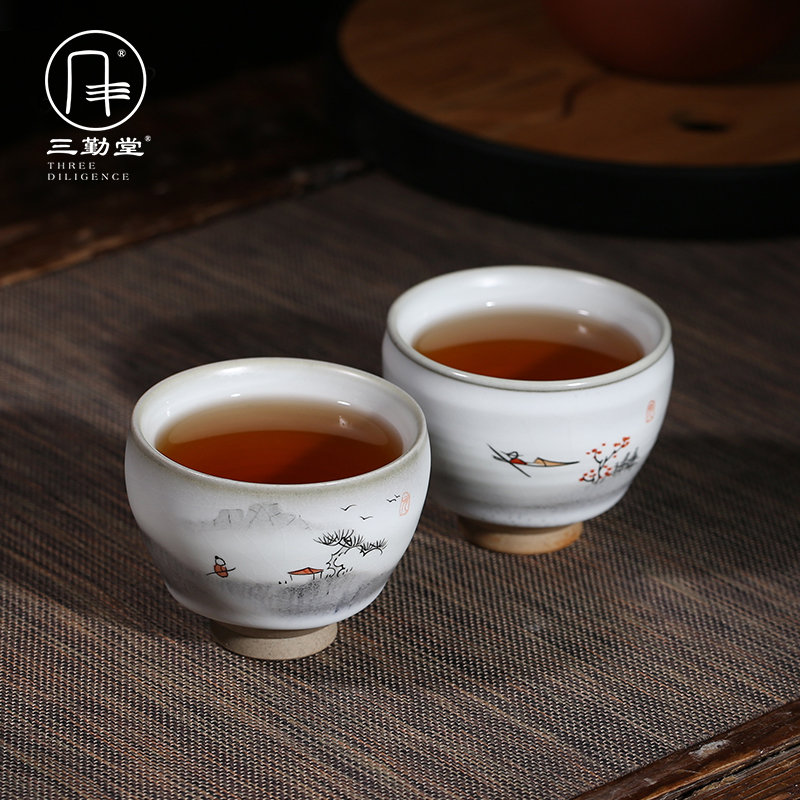 Three frequently hall up kung fu jingdezhen ceramic sample tea cup masters cup tea cups S42157 personal single CPU