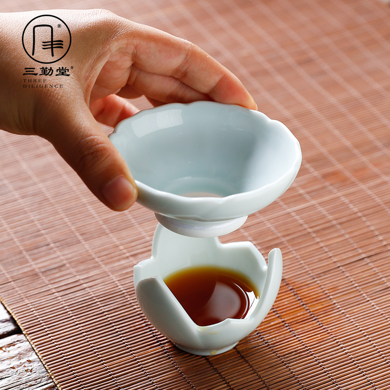 Three frequently hall make tea tea filter ceramic) screen pack kung fu tea tea with parts of jingdezhen shadow celadon