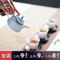 Sanqintang Gongfu tea pot ceramics Jingdezhen Gongfu tea set White porcelain bubble teapot Handmade high white glaze bamboo joint pot