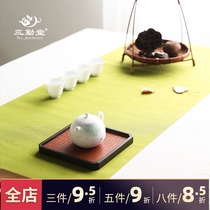 Sanqintang tea mat Tea mat Tea towel Tea cloth Zen linen art Tea table flag Bamboo mat Waterproof tea accessories S03014