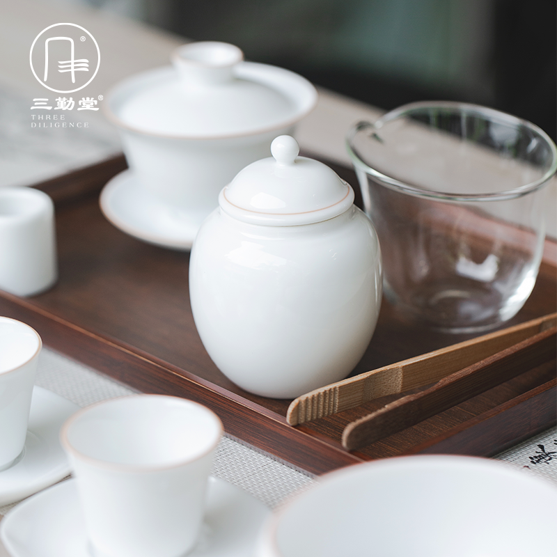 The three regular white porcelain kung fu tea sets jingdezhen ceramic cups tureen master fair keller cup three cups