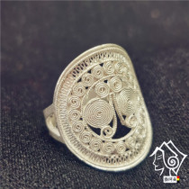 Cool Mountain Yi Ring Pure Silver Butterfly Pattern Retro National Wind Craft Opening Adjustable Ring Bridal