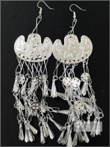 Sichuan Liangshan Yi Earrings Imitation Silver Long Stream Su Lady Earrings Folk Wind Dance Decoration Props
