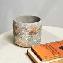 Nine-th cement flower pot big number with holes green plant multi-meat basin creative design Nordic wind art soft dress P001