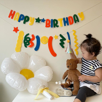 Korean ins Wind hipster Birthday Letters roll up flag non-woven childrens party background wall photo arrangement