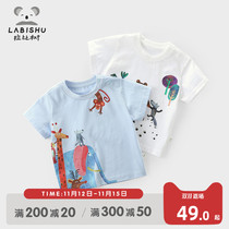 Rabbi Tree Childrens short sleeve T-shirt 2021 new summer boys baby cartoon pattern coat trend