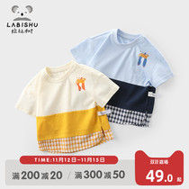 Rabbi Tree Childrens short sleeve T-shirt mens 2021 summer clothes new young children loose childrens clothing baby stitching coat handsome