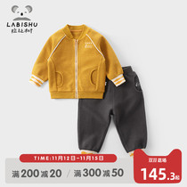 Rabbi tree childrens clothing Boy cardigan two-piece set 2021 Spring and Autumn new childrens suit baby cotton casual