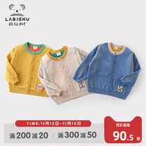 Rabbi tree childrens clothing boys sweater cardigan 2021 Spring and Autumn new childrens knitwear baby round neck sweater