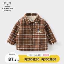 Rabbi tree childrens clothing baby cotton coat 2021 winter clothes new boy plaid cotton clothes children warm coat