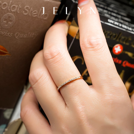 Yuejing Jelyn Gold AU750 Rose Gold 18K White Gold Zircon Micro-inlaid Row Diamond Fashion Female Ring Tail Ring Genuine Yuejing Jelyn Gold AU750 Rose Gold 18K White Gold Zircon Micro-inlaid Row Diamond Fashion Female Ring Tail Ring Genuine