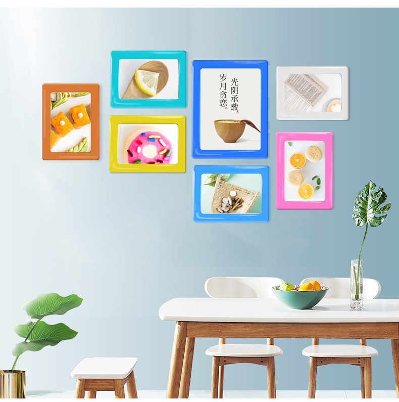 相框磁性墙贴挂墙组合儿童房5 6 7 10寸磁性10个创意长方形pvc磁