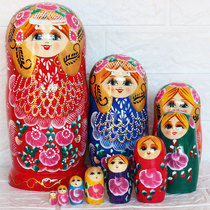 Doll Russian doll 10 layers of paint gold filament paint hand - made carpentry made birthday present baby doll