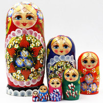 Matryoshka Russian imported basswood 7-layer baking paint creative strawberry flower painting non-toxic formaldehyde-free birthday gift