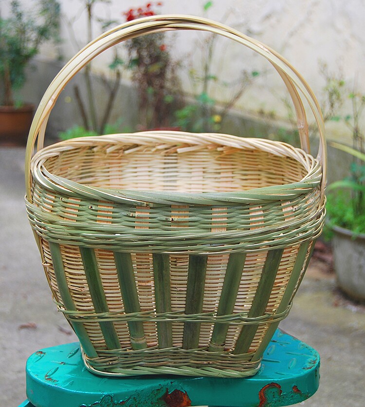 兴义人手工编织竹篮子 果篮 手提菜篮竹筐鸡蛋篮 圆提篮 收纳筐_8折