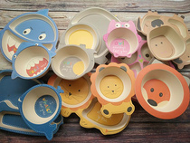 Childrens Plate and Bowl Set Bamboo Fiber