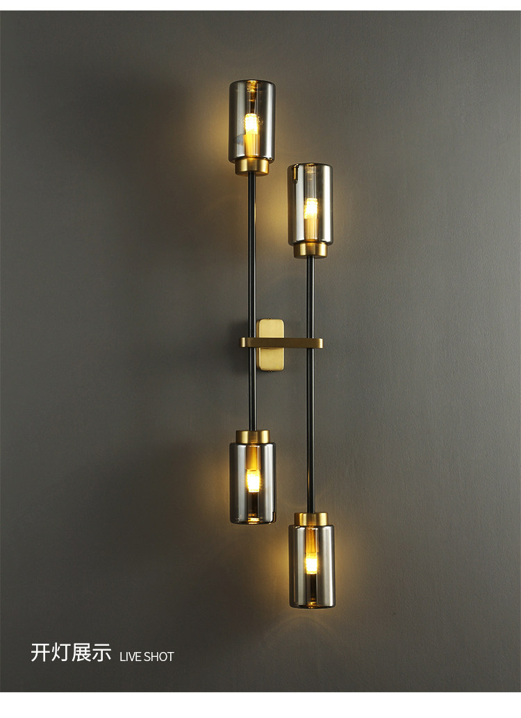 复古怀旧客厅电视背景墙灯设计师美式主题酒吧后现代卧室全铜壁灯