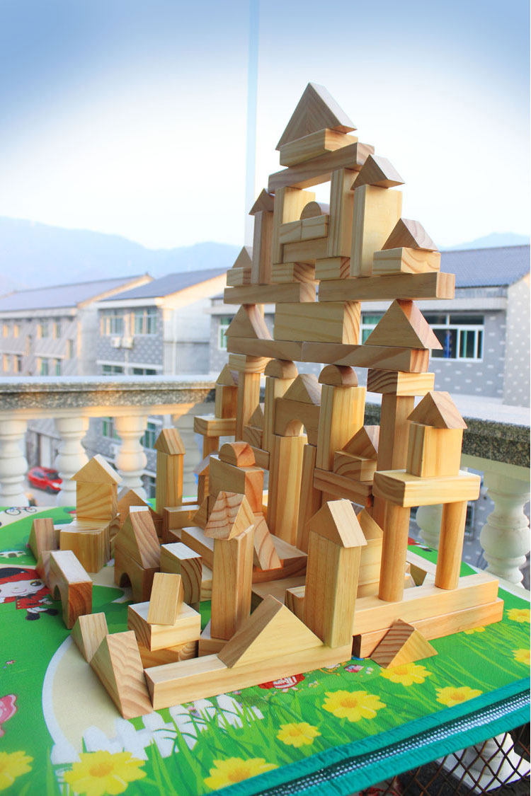 幼儿园构建区儿童原木大型实木制积木大块幼教建构区玩具37岁
