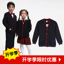 Shenzhen primary school students uniform men and women with the same autumn and winter dresses matching knitwear sweater jacket long-sleeved top