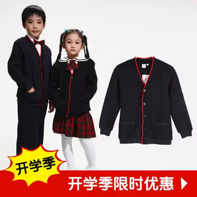 Shenzhen primary school students ' school uniforms men and women's same autumn and winter dresses matching knitwear sweater jacket long-sleeved top