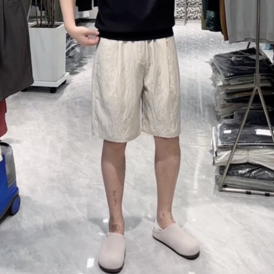 Summer light and light lacele cool breathable casual shorts for men's simple and versatile solid color sports five-point beach pants Summer light and light lacele cool breathable casual shorts for men's simple and versatile solid color sports five-point beach pants