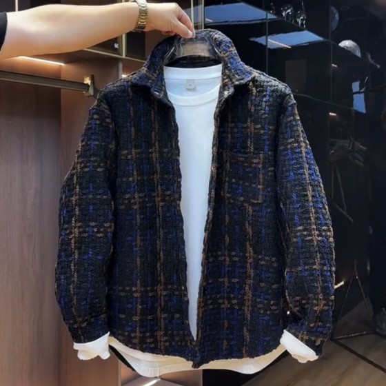 New spring braided cotton thread houndstooth small fragrant jacket top couples same thick lapel shirt jacket New spring braided cotton thread houndstooth small fragrant jacket top couples same thick lapel shirt jacket