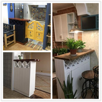 Mediterranean partition cabinet storage solid wood bar entrance wine cabinet made old American retro home small bar table customization