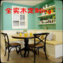 Pastoral solid wood deck sofa Western restaurant table and chair corner L shape change shoes custom modern combination home storage stool