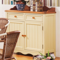 Mediterranean all solid wood door cabinet partition cabinet bar locker American pastoral side cabinet small house shoe cabinet