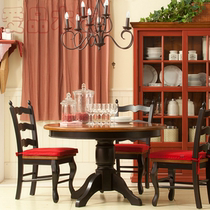 Custom restaurant solid wood furniture American pastoral round dining table and chair combination cross chair Windsor chair Mediterranean table