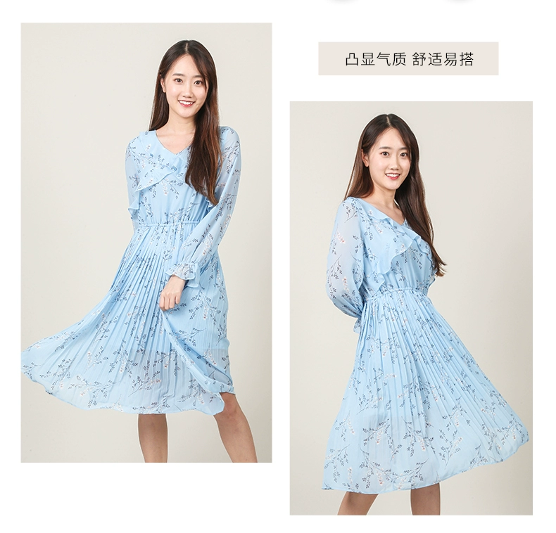 Bescarol / Bezcarlo dress 2021 váy voan cao eo mùa xuân loe tay áo dài 632037 - Váy eo cao