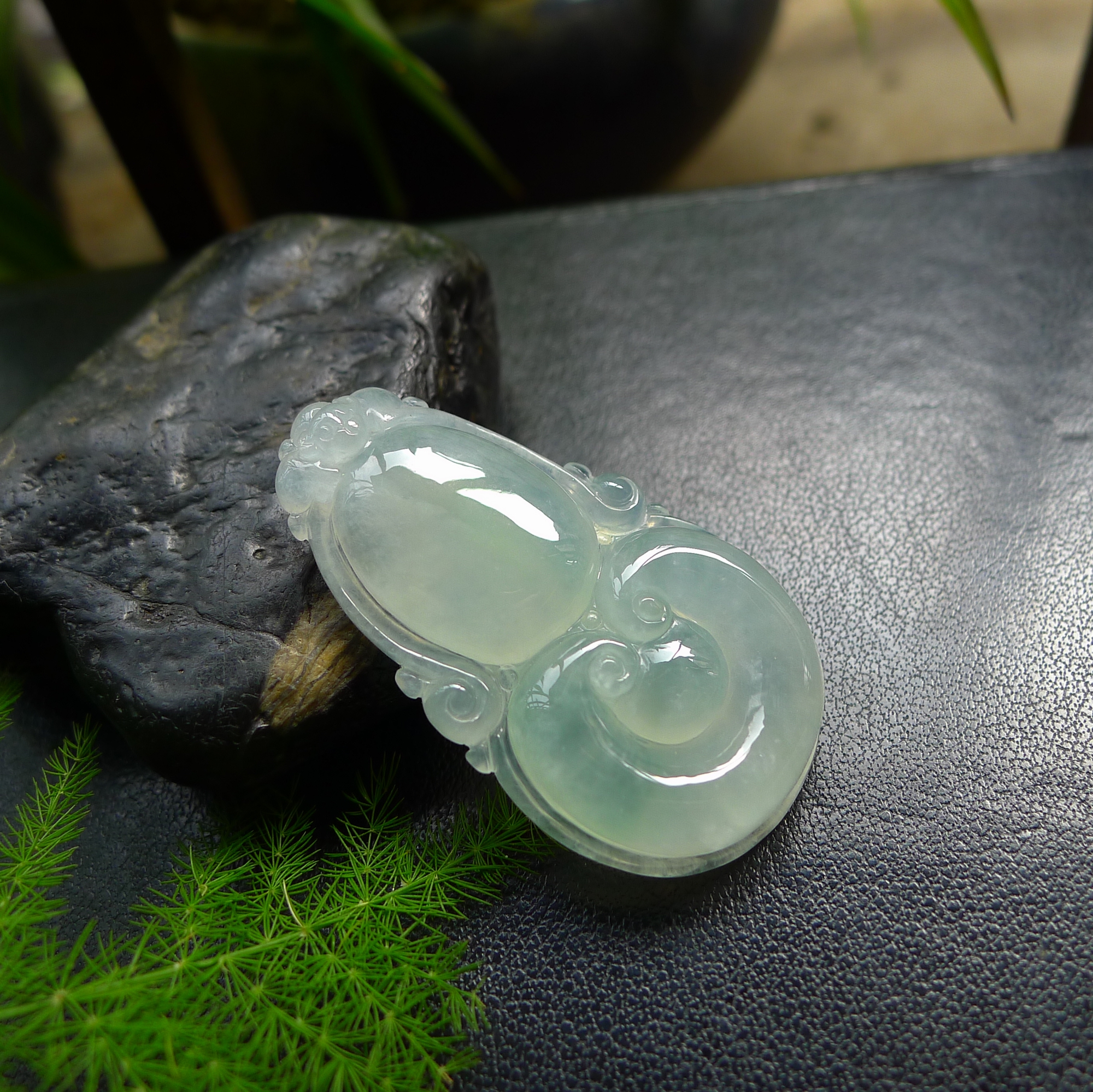 缅甸天然a货老坑冰种翡翠葫芦挂件玉吊坠80647