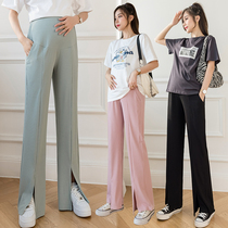 Pregnant womens pants summer thin wide-leg pants womens summer models wear loose casual split pants leggings pregnant womens summer clothes
