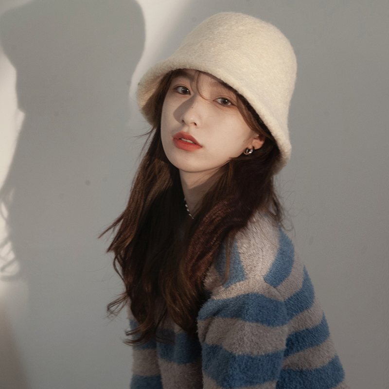 LIEVSI TOM TREASURE TIDE LAP ~ CAP CHILDREN AUTUMN WINTER PURE COLOR WOOL KNIT FISHERMAN CAP KOREAN VERSION WARM BASIN CAP-TAOBAO