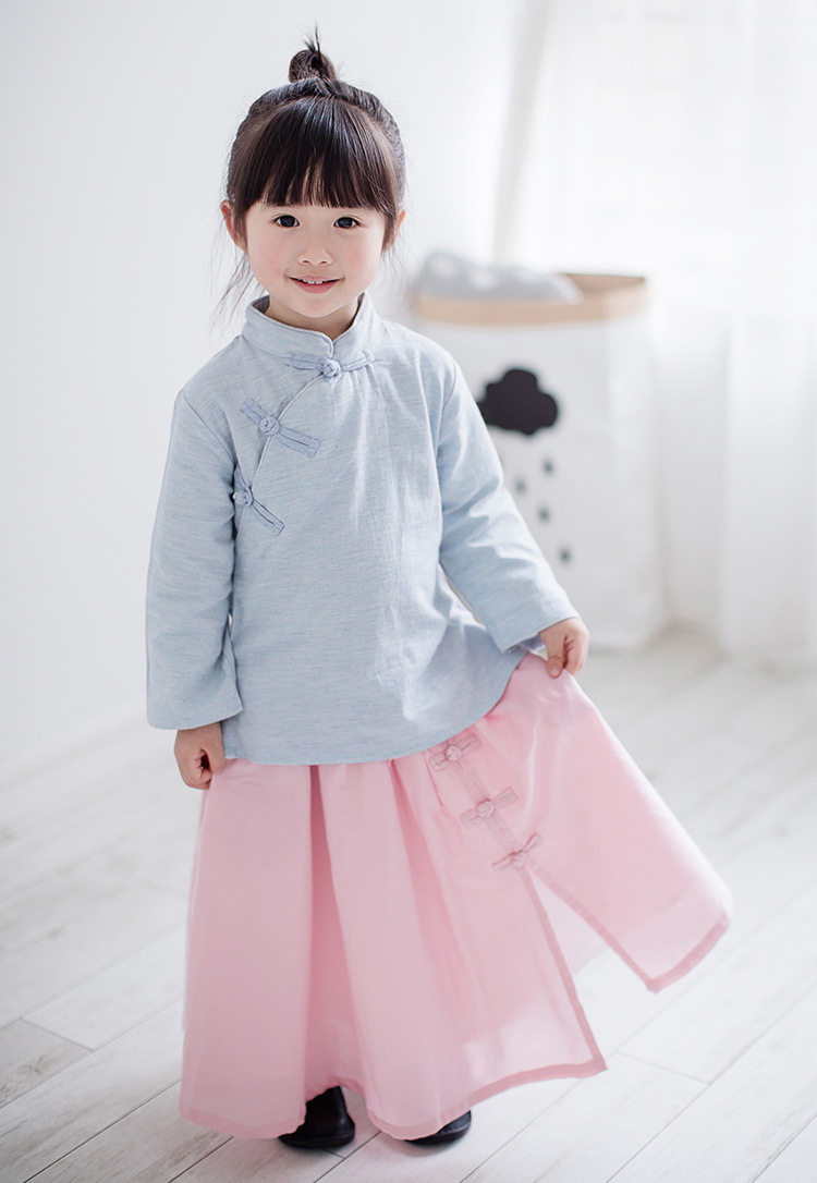 女童半身裙2017春装童装女宝宝盘扣裙子中式民族风儿童汉服女童