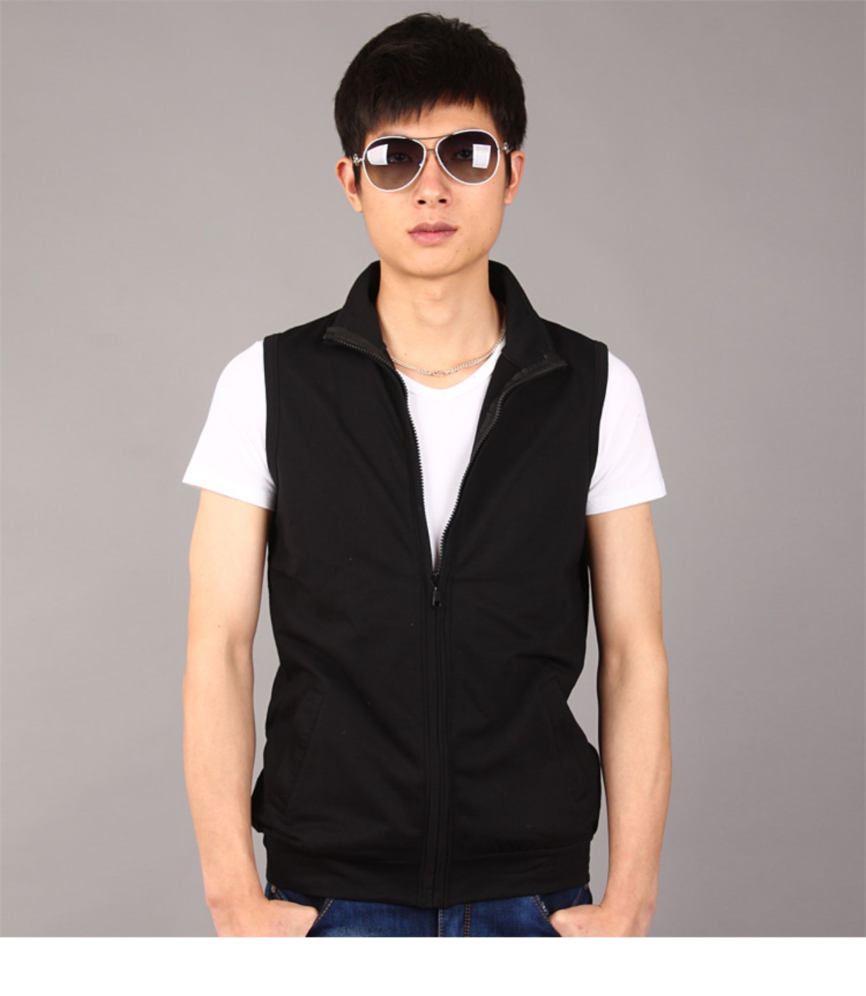 秋季男士休闲薄马甲韩版修身运动背心纯棉无袖坎肩大码外套男装潮