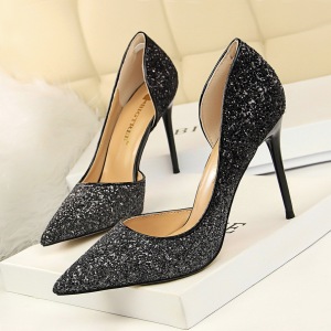 868-9 European and American high heels, shallow, pointy, sexy, night clubs, thin, coloured, gradually coloured, sequins,