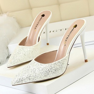 283-12 European and American fashion contracted wind metal with high heel with shallow mouth pointed sequins baotou fema