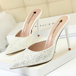 283-12 European and American fashion contracted wind metal with high heel with shallow mouth pointed sequins baotou fema