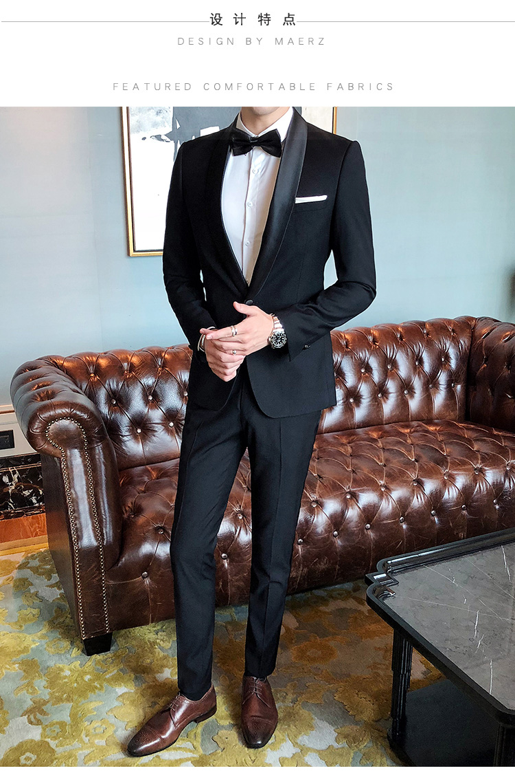西服套装男晚会主持人燕尾服正装演出服新郎结婚礼服塔士多晚礼服