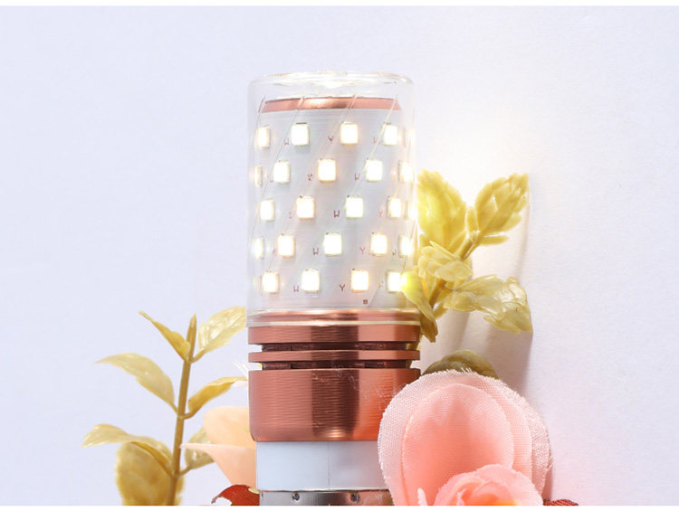 超亮led三色灯泡e27e14大小螺口玉米节能灯吊灯蜡烛灯暖白12w光源